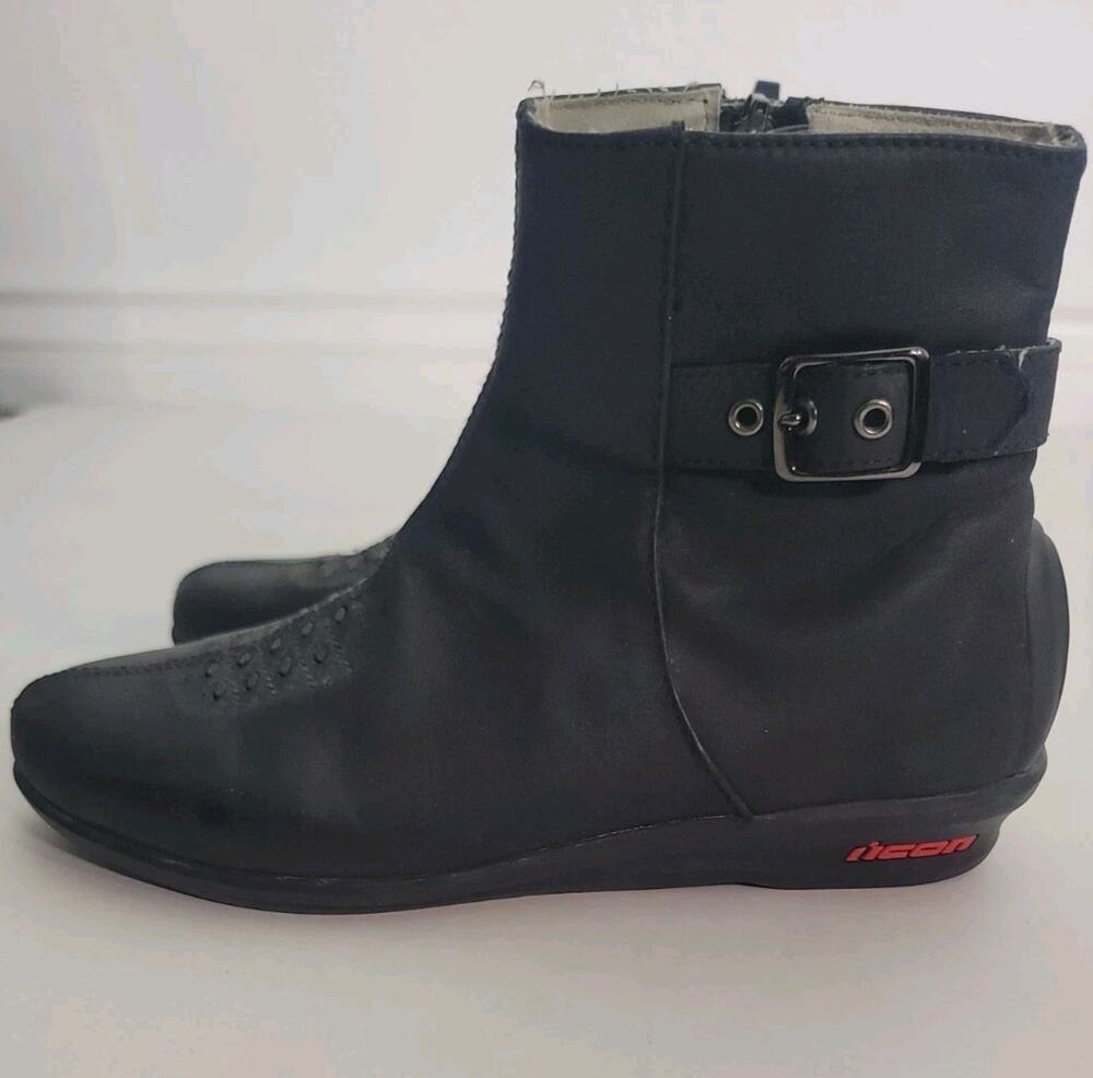 Icon Sacred Boot Women's Riding Boots Size 6.5 Black Leather Biker Ankle Boots